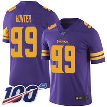 Nike Minnesota Vikings #99 Danielle Hunter With 100th Season Patch Rush Authentic Stitched NFL Jersey