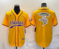 Nike Minnesota Vikings Gold Joint adults Big Logo Authentic Stitched baseball jersey