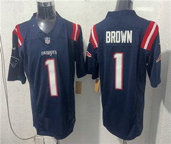 Nike New England Patriots #1 A.J. Brown Blue Jersey