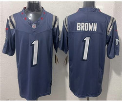 Nike New England Patriots #1 A.J. Brown Storm Blue Rivalries Jersey