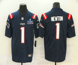 Nike New England Patriots #1 Cam Newton Navy Super Bowl LX 60 Patch Jersey