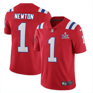 Nike New England Patriots #1 Cam Newton Red Super Bowl LX 60 Patch Jersey