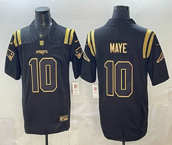 Nike New England Patriots #10 Drake Maye Black Gold Name Stitched Football Jersey