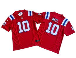 Nike New England Patriots #10 Drake Maye Red F.U.S.E Authentic Stitched NFL Jersey