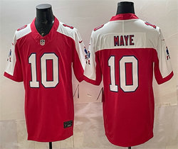 Nike New England Patriots #10 Drake Maye Red Throwback Authentic Stitched NFL Jersey