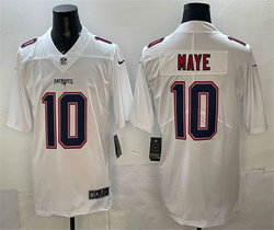 Nike New England Patriots #10 Drake Maye White Fashion Authentic Stitched NFL Jersey