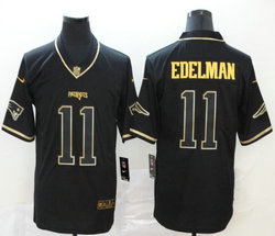 Nike New England Patriots #11 Julian Edelman Black Throwback Gold Number Authentic Stitched NFL Jersey