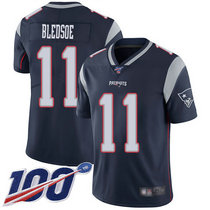 Nike New England Patriots #11 Julian Edelman With 100th Season Patch Blue Vapor Untouchable Authentic Stitched NFL Jersey