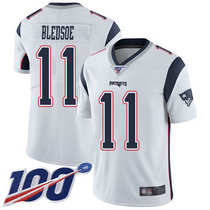 Nike New England Patriots #11 Julian Edelman With 100th Season Patch White Vapor Untouchable Authentic Stitched NFL Jersey