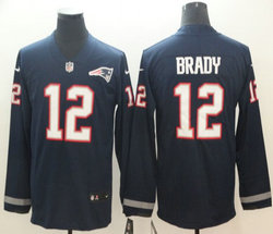 Nike New England Patriots #12 Tom Brady Blue Long sleeve Authentic stitched NFL jersey