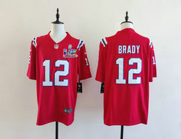 Nike New England Patriots #12 Tom Brady Red Super Bowl LX 60 Patch Jersey