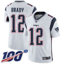 Nike New England Patriots #12 Tom Brady With 100th Season Patch White Vapor Untouchable Authentic Stitched NFL Jersey