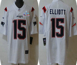 Nike New England Patriots #15 Ezekiel Elliott White Super Bowl LX 60 Patch Jersey