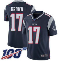 Nike New England Patriots #17 Antonio Brown 100th Season Navy Blue Vapor Untouchable Authentic Stitched NFL Jersey