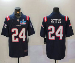 Nike New England Patriots #24 Dell Pettus Blue Super Bowl LX 60 Patch Jersey