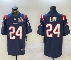 Nike New England Patriots #24 Ty Law Blue Super Bowl LX 60 Patch Jersey