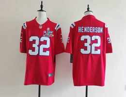 Nike New England Patriots #32 TreVeyon Henderson Red Super Bowl LX 60 Patch Jersey