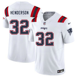 Nike New England Patriots #32 TreVeyon Henderson White 2025 Draft Authentic Stitched NFL Jersey