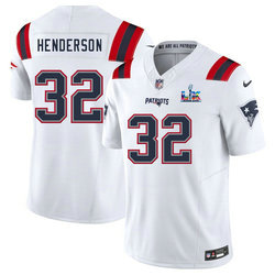 Nike New England Patriots #32 TreVeyon Henderson White Super Bowl LX 60 Patch Jersey