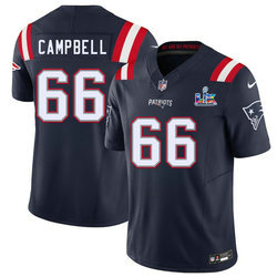 Nike New England Patriots #66 Will Campbell Navy Super Bowl LX 60 Patch Jersey