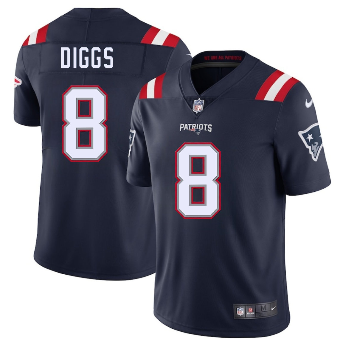 Nike New England Patriots #8 Stefon Diggs Navy Vapor Untouchable Authentic Stitched NFL Jersey