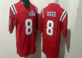 Nike New England Patriots #8 Stefon Diggs Red Super Bowl LX 60 Patch Jersey
