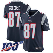 Nike New England Patriots #87 Rob Gronkowski With 100th Season Patch Blue Vapor Untouchable Authentic Stitched NFL Jersey
