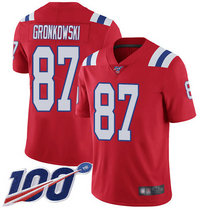 Nike New England Patriots #87 Rob Gronkowski With 100th Season Patch Red Vapor Untouchable Authentic Stitched NFL Jersey