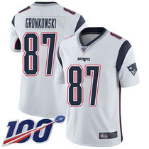 Nike New England Patriots #87 Rob Gronkowski With 100th Season Patch White Vapor Untouchable Authentic Stitched NFL Jersey