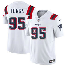 Nike New England Patriots #95 Khyiris Tonga White Vapor Untouchable Authentic Stitched NFL Jersey