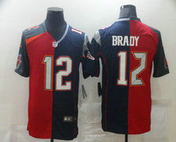 Nike New England Patriots Tampa Bay Buccaneers #12 Tom Brady Split Authentic Stitched NFL Jersey
