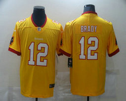 Nike New England Patriots Tampa Bay Buccaneers #12 Tom Brady Yellow Authentic Stitched NFL Jersey
