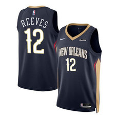 Nike New Orleans Pelicans #12 Antonio Reeves Navy 2024 Draft Icon Edition Stitched Basketball Jersey
