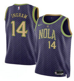 Nike New Orleans Pelicans #14 Brandon Ingram Purple 2024-25 City Stitched NBA Jersey