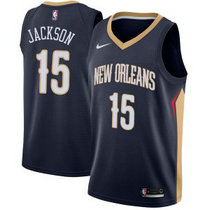 Nike New Orleans Pelicans #15 Frank Jackson Blue Game Authentic Stitched NBA Jersey