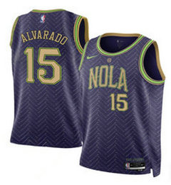Nike New Orleans Pelicans #15 Jose Alvarado Purple 2024-25 City Stitched NBA Jersey