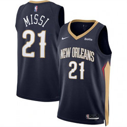 Nike New Orleans Pelicans #21 Yves Missi Navy 2024 Draft Icon Edition Stitched Basketball Jersey