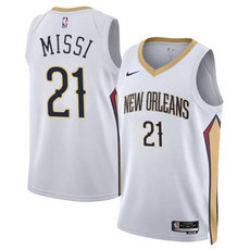 Nike New Orleans Pelicans #21 Yves Missi White 2024 Draft Association Edition Stitched Basketball Jersey