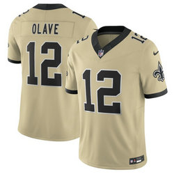 Nike New Orleans Saints #12 Chris Olave 2025 Golds Authentic Stitched NFL Jersey