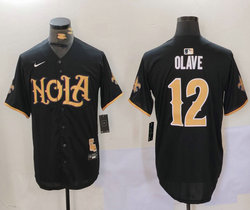 Nike New Orleans Saints #12 Chris Olave Black 2(II) Joint Authentic Stitched baseball jersey