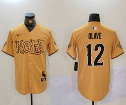 Nike New Orleans Saints #12 Chris Olave Gold 2(II) Joint Authentic Stitched baseball jersey