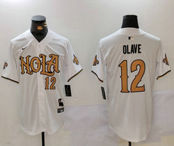 Nike New Orleans Saints #12 Chris Olave White 2(II) Joint 12 front Authentic Stitched baseball jersey