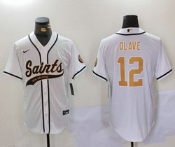 Nike New Orleans Saints #12 Chris Olave White Joint Authentic Stitched baseball jersey