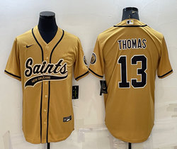 Nike New Orleans Saints #13 Michael Thomas Gold Joint Adults Authentic Stitched baseball jersey