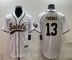 Nike New Orleans Saints #13 Michael Thomas White Black Joint Adults Authentic Stitched NFL Jersey