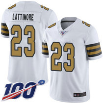 Nike New Orleans Saints #23 Marshon Lattimore With NFL 100th Season Patch White Rush Authentic Stitched NFL jersey