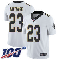 Nike New Orleans Saints #23 Marshon Lattimore With NFL 100th Season Patch White Vapor Untouchable Limited Authentic Stitched NFL Jersey