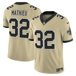 Nike New Orleans Saints #32 Tyrann Mathieu 2025 Golds Authentic Stitched NFL Jersey