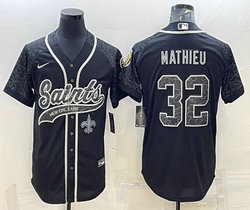 Nike New Orleans Saints #32 Tyrann Mathieu Black Reflective with logo Authentic Stitched baseball Jersey