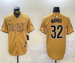 Nike New Orleans Saints #32 Tyrann Mathieu Gold 2024 Joint Authentic Stitched baseball jersey